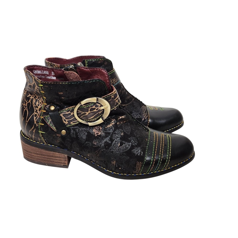 L'ARTISTE Spring Step Georgiana Shoes Womens 5‎ 35 Black Multi Ankle Boots Artsy